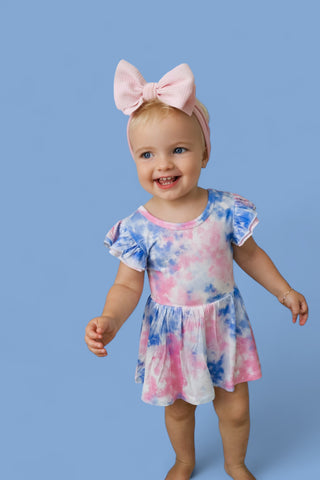 COTTON CANDY TIE DYE DREAM CAP SLEEVE BODYSUIT DRESS
