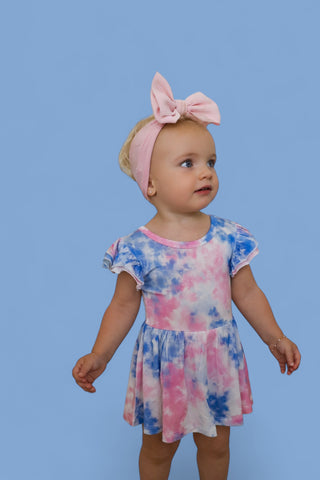 COTTON CANDY TIE DYE DREAM CAP SLEEVE BODYSUIT DRESS