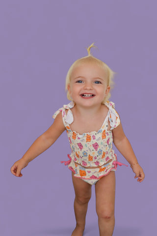 BEACH FOR DAISIES DREAM SMOCKED TANKINI TWO PIECE SWIM SUIT