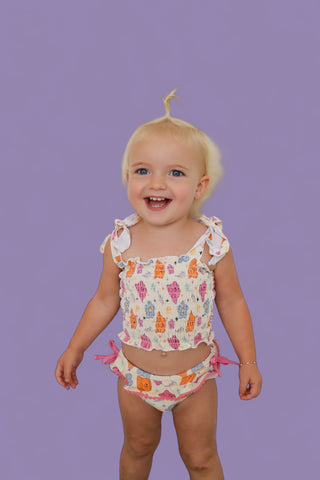 BEACH FOR DAISIES DREAM SMOCKED TANKINI TWO PIECE SWIM SUIT