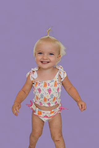 BEACH FOR DAISIES DREAM SMOCKED TANKINI TWO PIECE SWIM SUIT
