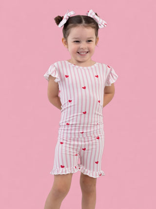 SWEETHEART STRIPES DREAM RUFFLE SHORT SET