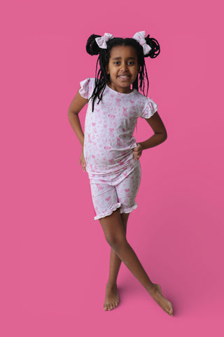 PINK PUPPY TOILE DREAM RUFFLE SHORT SET