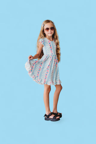 PETITE POSIE CAP SLEEVE DREAM RUFFLE DRESS