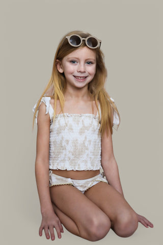 SANDY SHORES DREAM SMOCKED TWO PIECE SWIM SUIT