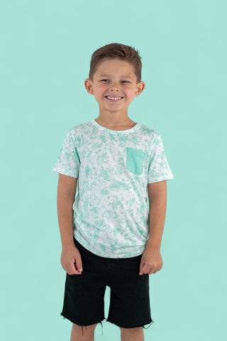 SEAFOAM TIE DYE DREAM POCKET TEE