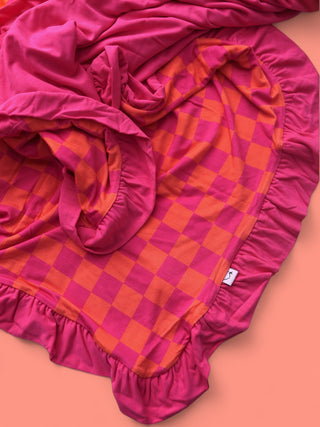 NEON DREAMS CHECKERS DREAM RUFFLE BLANKET