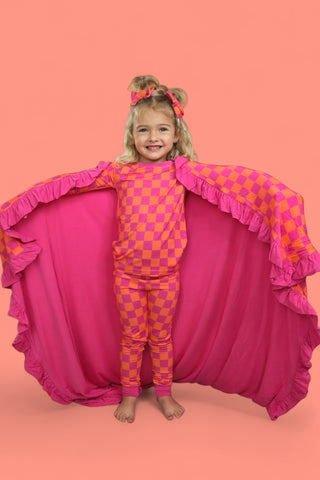 NEON DREAMS CHECKERS DREAM RUFFLE BLANKET