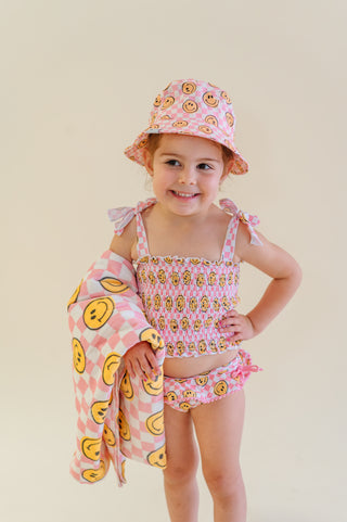 BLUSHIN' CHECKERS DREAM SMOCKED TANKINI TWO PIECE SWIM SUIT