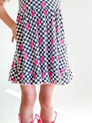 FIERCE CHECKZZZ DREAM RUFFLE DRESS