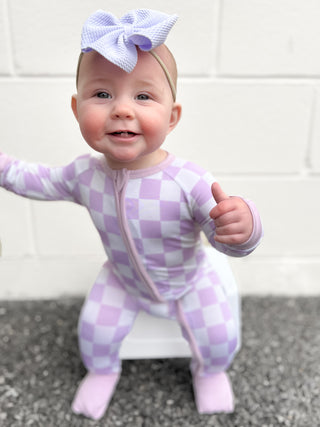 PERIWINKLE CHECKERS DREAM ROMPER