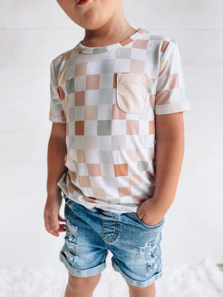 MUTED CHECKERS DREAM POCKET TEE