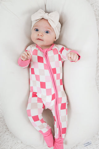 DREAMY PINK CHECKERS DREAM ROMPER