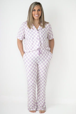 PERIWINKLE CHECKERS WOMEN'S RELAXED FLARE DREAM SET