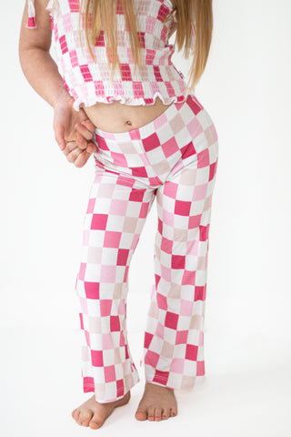 DREAMY PINK CHECKERS DREAM SMOCKED FLARE SET