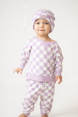 PERIWINKLE CHECKERS DREAM PULLOVER