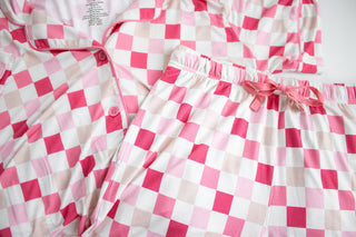 DREAMY PINK CHECKERS WOMEN’S RELAXED FLARE DREAM SET