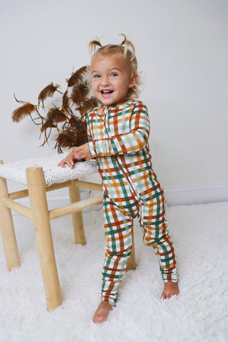 AUTUMN PLAID DREAM ROMPER