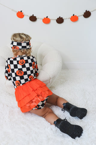 PUMPKIN CHECKMATE DREAM TUTU BODYSUIT DRESS