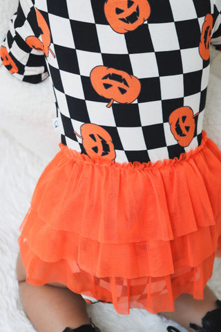 PUMPKIN CHECKMATE DREAM TUTU BODYSUIT DRESS