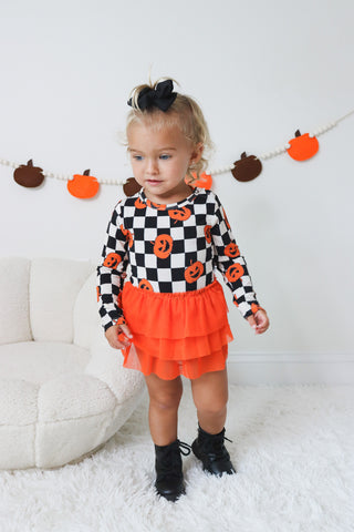 PUMPKIN CHECKMATE DREAM TUTU BODYSUIT DRESS