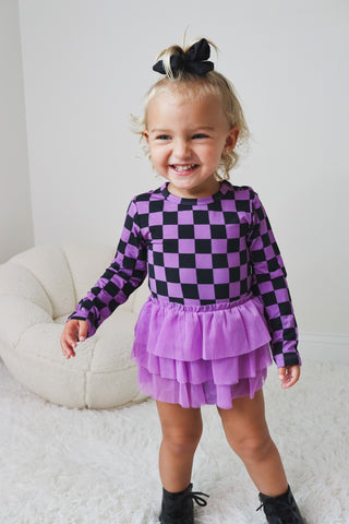 SPOOKY CHECKERS DREAM TUTU BODYSUIT DRESS