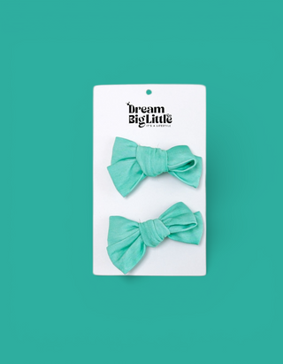 JADE MIST DREAM BOW HAIR CLIPS