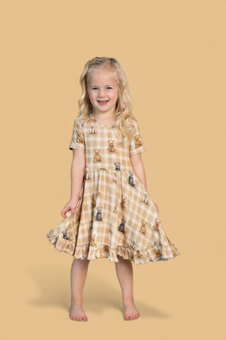 TEDDY CHECK DREAM RUFFLE DRESS