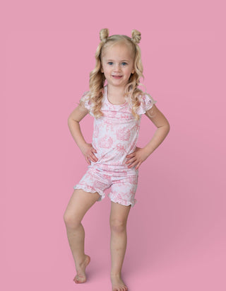 BLUSH BUNNY TOILE DREAM RUFFLE SHORT SET