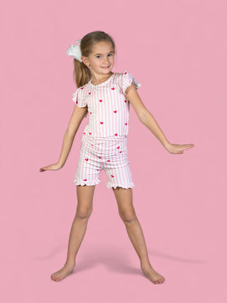 SWEETHEART STRIPES DREAM RUFFLE SHORT SET