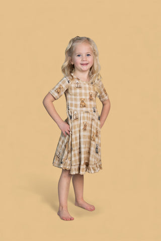 TEDDY CHECK DREAM RUFFLE DRESS