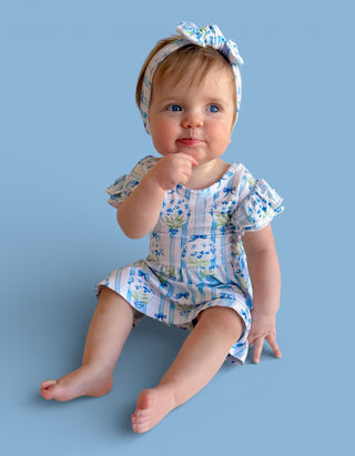 HEIRLOOM BLUE BLOOMS DREAM CAP SLEEVE BODYSUIT DRESS