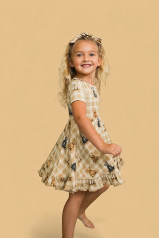 TEDDY CHECK DREAM RUFFLE DRESS