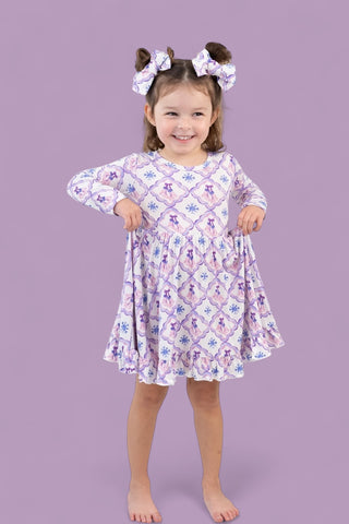 ICY WONDERLAND LONG SLEEVE DREAM RUFFLE DRESS