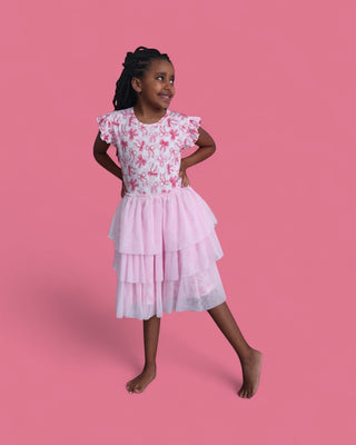 BOW CHECKERED CHARM DREAM CAP SLEEVE TUTU DRESS