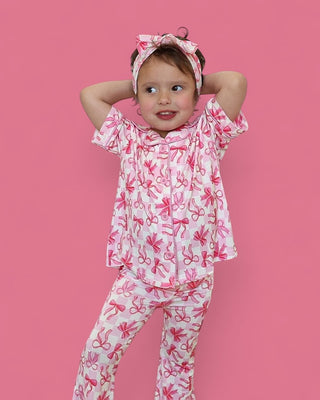 BOW CHECKERED CHARM DREAM GIRL'S FLARE SET