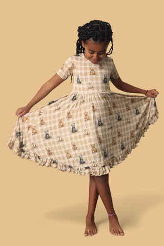 TEDDY CHECK DREAM RUFFLE DRESS
