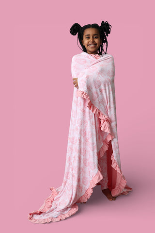 BLUSH BUNNY TOILE DREAM RUFFLE BLANKET
