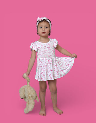 PINK PUPPY TOILE DREAM CAP SLEEVE BODYSUIT DRESS
