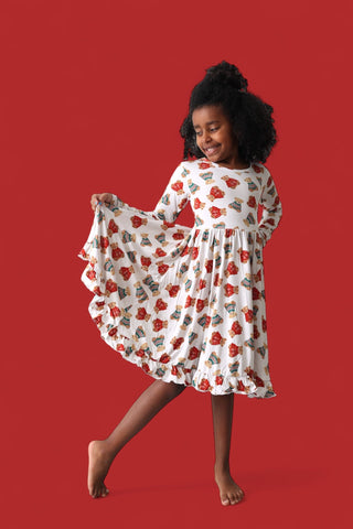 BEAR-Y COZY CHRISTMAS DREAM RUFFLE DRESS