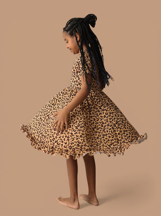 LEOPARD DREAM RUFFLE DRESS