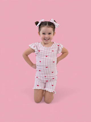 SWEETHEART STRIPES DREAM RUFFLE SHORT SET