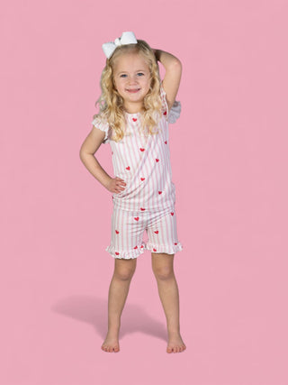 SWEETHEART STRIPES DREAM RUFFLE SHORT SET