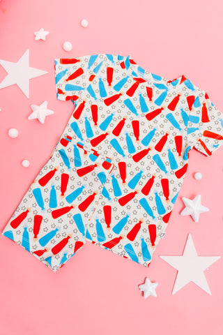 BURSTING RED WHITE & BLUE DREAM SHORT SET