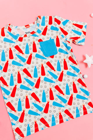 BURSTING RED WHITE & BLUE DREAM POCKET TEE