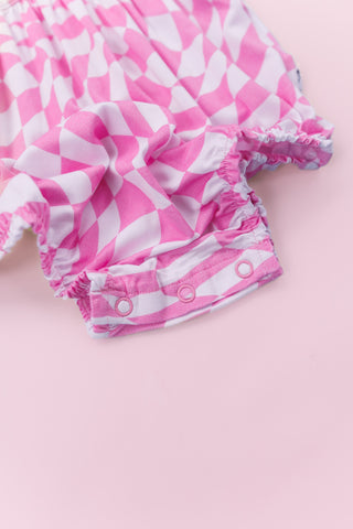 BUBBLEGUM WAVY CHECKERS DREAM BUBBLE ROMPER