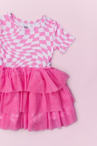 BUBBLEGUM WAVY CHECKERS DREAM TUTU DRESS