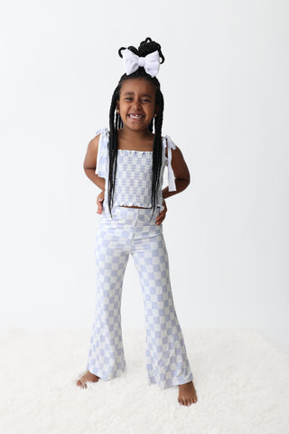 CLOUDY CHECKERS DREAM SMOCKED FLARE SET