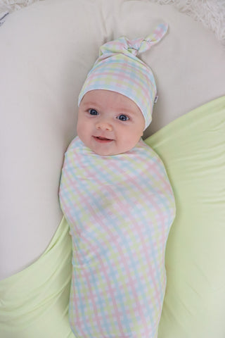 SPRING GINGHAM DREAM SWADDLE & BEANIE