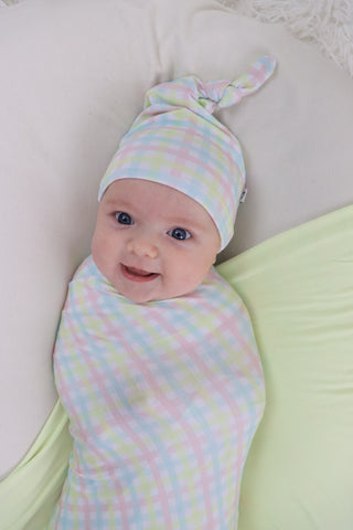 SPRING GINGHAM DREAM SWADDLE & BEANIE